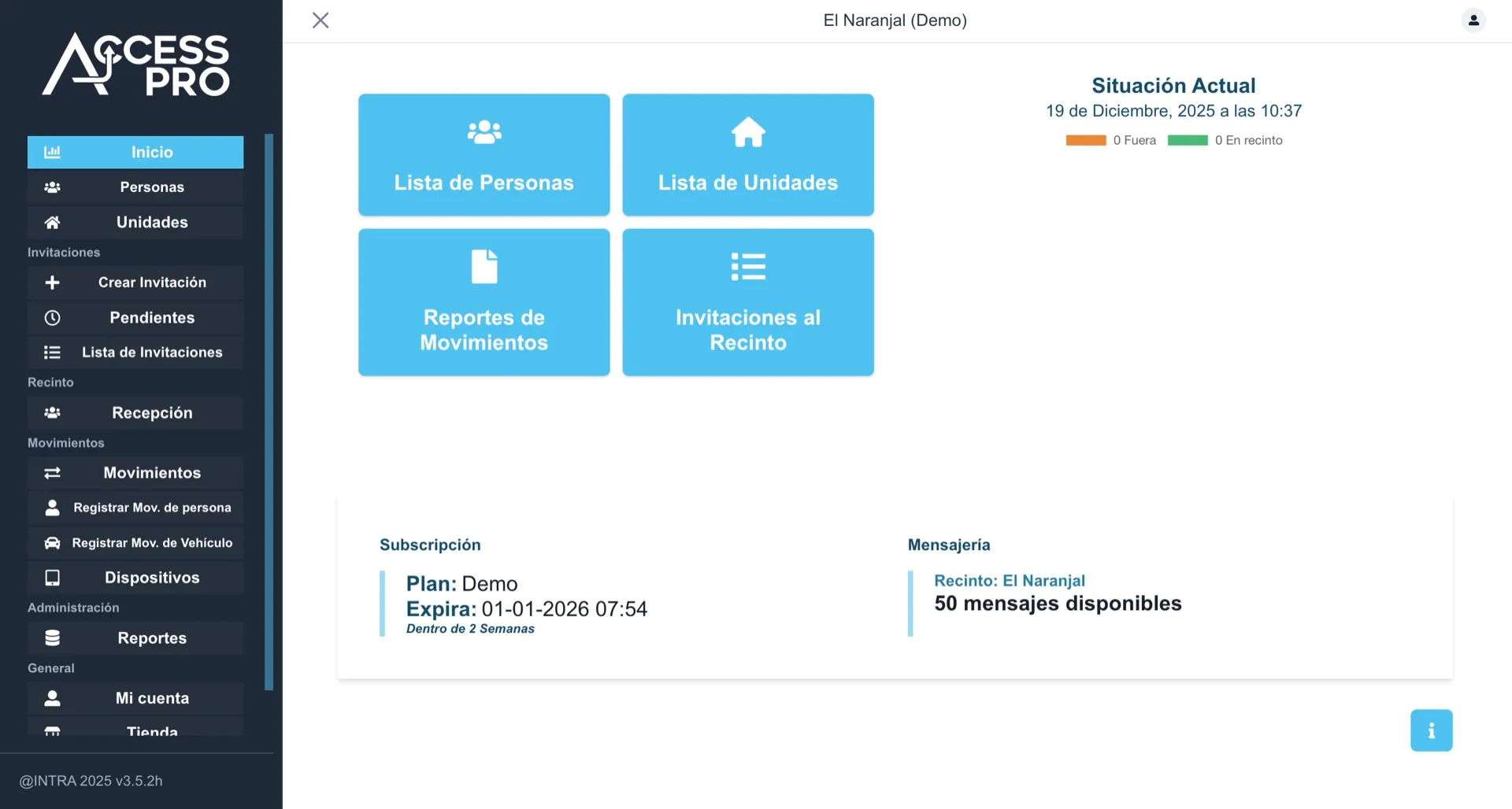 Interfaz de AccessPro